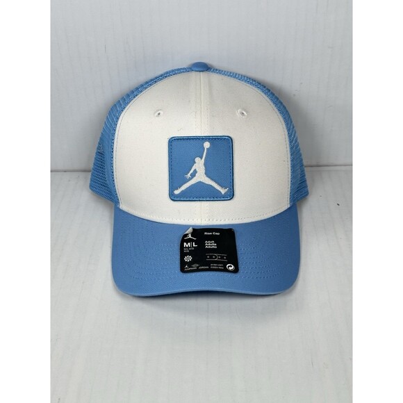 Size M/L Nike Jordan Rise Structured Snapback Trucker Hat Cap UNC Blue White NWT - Picture 1 of 6